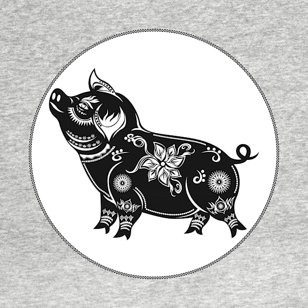 Year Of The Pig Chinese Paper Cut Art Design by WorldMusicGal